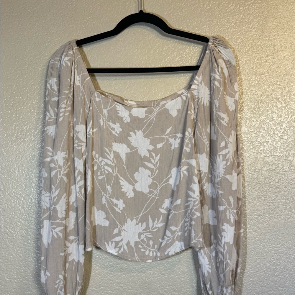 NAF NAF Beige and White Floral Blouse